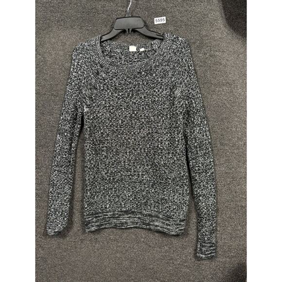 GAP Marled Cable Knit Sweater Womens Size S Black Combo Textured Long Sleeves - Picture 1 of 7